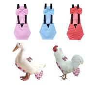 Reusable Chicken Diapers 3-Piece Set - Waterproof Washable Poultry Nappies with Bow Ties for Bantam Hens, Ducks, Geese & Silkies Pet Bird Accessories(3Pcs-Polka Dot,Medium)