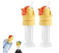 Reusable Children Beverage Water Bottle Straw Lid, No Spill Water Bottle Straw Cap Portable Bottle Twist Cover Cap with Straw for Most Mineral Water Bottles Cap Spout Adapter (2pcs Red)