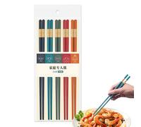 Reusable Chopsticks, 5 Pairs Non-Slip Fiberglass Tableware with Heat Resistant Tips and Multicolor Design, Dishwasher Safe Chopsticks Set for Kitchen Dining, Family Use
