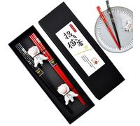 Reusable Chopsticks Dishwasher Safe,Ceramic Lucky Cat Chopstick Stand - 2 Pairs Non-Slip Reusable Japanese Chopstick Set 9.45in with Case for Sushi, Asian Cuisine