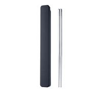 Reusable Chopsticks with Case, 304 l Stainless Steel Travel Chop Sticks, Japanese Chinese Korean Chopsticks for Bento Box, Picnic, Office, Dishwasher Safe, 9 in Black