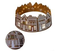 Reusable Christmas Tree Collar with Festive Village House Design and Snowflake Engraving, Made from Strong PVC Material, Collapsible for Convenient Storage (28in)