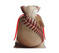 Reusable Classic-Baseball Burlap Drawstring Xmas Present Bags, Rustic Gift Wrap Bags For Holiday Party And Xmas Presents