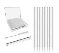 Reusable Clear 4"(100mm) Glass Blowing Tubes :Pipe Length:4Inches: OD-12MM: Wall Thickness :2MM, 5Pcs Glass Tubing Blowing Pipes + Cleaning Brush + Protect Box