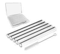 Reusable Clear Glass Blowing Tubes, 4 Inches (100mm) Length, 12MM OD, 2MM Wall Thickness, Set of 5 Tubes + Cleaning Brush + Protect Box