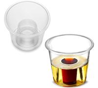 Reusable Clear Jager BOMB SHOT Cups 3oz/85ml | 25ml CE Marked Shot plus 60ml Chaser | Stackable Disposable Plastic Bomb Shot Glasses | Jagermeister Drinks Cocktails Bars Pubs Clubs Parties (150)