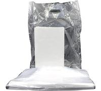 Reusable CLEAR Plastic Carrier Bags with Patch Handle - 38cm x 46cm +7cm / 15 x 18 x 3" - Ideal for Shopping, Fashion, Boutique, Party, Conferences, and Trade Shows (10)