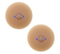 Reusable clear rhinestones adhesive nipples silicone nipples decorated for low cut tops backless nipple pads with rhinestones, Coffee Ribbon Blue F, One size