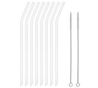 Reusable Clear Silicone Drinking Straws, 8 Pcs Long Flexible Straws with 2 Cleaning Brushes for 20 and 30 oz Yeti/Rtic/Ozark Tumblers, BPA free, no Rubber Taste