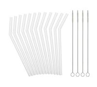 Reusable Clear Silicone Straws for Toddlers & Kids - 12 pcs Flexible Short Drink 6.7" Straws for 6-10 oz Yeti/Rtic/Ozark Tumblers & 4 Cleaning Brushes - BPA free, no Rubber Tast