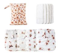 Reusable Cloth Diapers - Reusable Adjustable Cloth Diapers,Absorbent & Breathable Liners, 4 Inserts & 1 Wet Bag, Prevents Staining