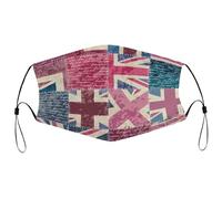 Reusable Cloth Face Mask,Vintage London Patchwork Adult Washable Face Cover With Adjustable Earloops Nose Wire