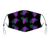 Reusable Cloth Face Mask With Adjustable Ear Loops,Bunches of Purple Grapes Washable Breathable Dust Mask for Men & Women