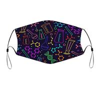 Reusable Cloth Face Mask With Adjustable Ear Loops,Colorful Chemical Science Pattern Washable Breathable Dust Mask for Men & Women