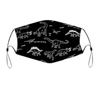 Reusable Cloth Face Mask With Adjustable Ear Loops,Dino Dinosaurs Doodles Washable Breathable Dust Mask for Men & Women