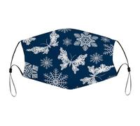 Reusable Cloth Face Mask With Adjustable Ear Loops,Snowflake Butterfly Washable Breathable Dust Mask for Men & Women
