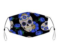 Reusable Cloth Face Mask With Adjustable Ear Loops,Sugar Skull Washable Breathable Dust Mask for Men & Women