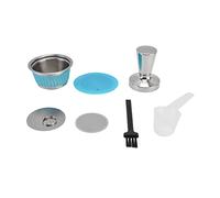 Reusable Coffee Capsule Filter Cup for, Refillable Stainless Steel Coffee Capsule Set with Tamper Spoon Brush, Compatible with Machines (Blue)