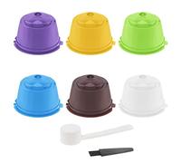 Reusable Coffee Capsule for Nescafe Dolce Gusto Brewers, 6 Pack Refillable Colorful Coffee Capsule Filter with Cleaning Brush and Measuring Spoon