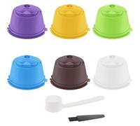 Reusable Coffee Capsule for Nescafe Dolce Gusto Brewers, 6 Pcs Refillable Colorful Coffee Capsule Filter with Cleaning Brush and Measuring Spoon (Multicolor)