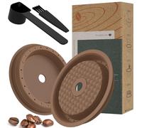 Reusable Coffee Capsule Lid 2PCS Coffee Filter Refillable Food Grade Silicone Compatible with Pods with Spoon and Brush(Style 1)
