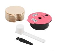 Reusable Coffee Capsule Pod for Tassimo Machine, Refillable 12g Filter Basket with 60ml and 180ml Lids, Includes Spoon & Brush, PP Material(B)