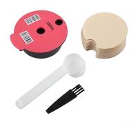 Reusable Coffee Capsule Pod with Plastic Filter Cup and Silicone Lids for Bosch For Tassimo Series Machines, Includes Spoon and Brush for Cleaning (B)
