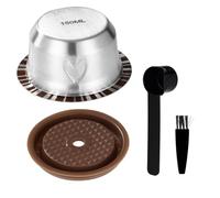 Reusable Coffee Capsule Set for Nespresso Vertuo, Stainless Steel 150ml/5.07oz Refillable Coffee Capsule Accessories with Lid Spoon & Brush Compatible with Delonghi ENV135 & ENV150