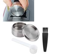 Reusable Coffee Capsule, Stainless Steel Coffee Pod Refillable Capsules, with Spoon Brush Fit for Delta Q NDIQ7323 Coffee Maker Machine