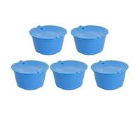 Reusable Coffee Capsules, 5Pcs Refillable Coffee Pods, 50ml Coffee Filter Cup Compatible for Nescafe Dolce Gusto Machine with Measuring Spoon(Blue)