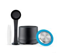 Reusable Coffee Capsules for Zenius Machines, Stainless Steel Refillable for PODS with Rich Crema, Metal Filter Cup, Silver and Blue, 2 Pack(c)