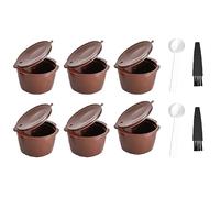 Reusable Coffee Capsules Rod, 6 Pcs Refillable Coffee Capsules Filter Cups Pods with 2 Spoon and 2 Cleaning Brush for Dolce Gusto Machine
