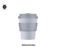 Ecoffee Cup 8oz 240ml Reusable Eco-Friendly 100% Plant Based Coffee Cup with Silicone Lid & Sleeve - Melamine Free & Biodegradable Dishwasher/Microwave Safe Travel Mug, Glittertind
