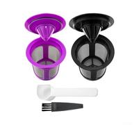 Reusable Coffee Filter 2 Pack for 2.0 - Stainless Steel Mesh Pod Refillable for K200 K300 K400 K500 Brewers - Black Plastic Drip Cone with Lid and Spoon