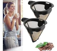 Reusable Coffee Filter Baskets 2PC, Cone Coffee Maker Filter Replacement Compatible with Ninja Coffee Maker CM305, CP301, CP307C,CM401, 8-12 Cup Coffee Permanent Filters for Cuisinart Coffee Maker