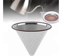 Reusable Coffee Filter, Cone Pour Over Coffee Filter Compatible with Hario V60, Chemex, Ovalware, Stainless Steel Coffee Permanent Filter, Coffee Dripper for Cuisinart Coffee Maker Filter and Brewer
