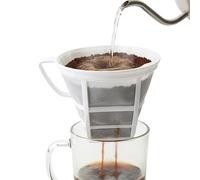 Reusable Coffee Filter - Mesh Washable Strainer, Basket Coffee Filter, Stainless Steel Coffees Filters with Easy Handle, Coffees Brewing Accessory for Kitchen Use, Manual Drip Brewing for Cafe Home