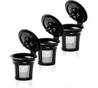 Reusable Coffee Filter Pods - 3 Pack Refillable Single Serve Coffee Capsules Compatible with Most Brewers - Eco Friendly Mesh Coffee Filters for Ground Coffee, Universal Fit, BPA Free & Dishwasher Saf
