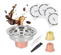 Reusable Coffee Pods Adapter for Nespresso Vertuo Capsule Stainless Steel Holder Coffee Pod Converter for Ns Pod 80/150/230ml with 4 Stickers 1 Tweezer 1 Brush (230ml)