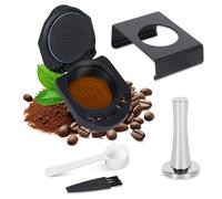 Reusable Coffee Pods for Dolce Gusto Reusable Coffee Capsule Pods Converter Adapter Refillable Coffee Capsule Compatible for Piccolo XS/EDG466/EDG606/EDG305/KP70(1Pod+1Brush+1Spoon+1Tamper+Bracket)
