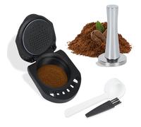 Reusable Coffee Pods for Dolce Gusto Reusable Coffee Capsule Pods Converter Adapter Refillable Coffee Capsule Compatible for Piccolo XS/EDG466/EDG606/EDG305/KP70/GENIO S((1pod+1tamper+1brush+1spoon))