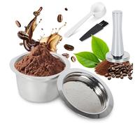 Reusable Coffee Pods for K-Fee Machines Stainless Steel Coffee Capsule Pod Filter Refillable Coffee Pods with 1 Spoon 1 Brush 1 Tamper
