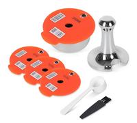 Reusable Coffee Pods for Ta*ssimo with Tamper Stainless Steel Ta*ssimo Reusable Pods Refillable Coffee Capsules with 4 Yellow Silicone Lids 60/180/200/220 Ml Compatible for Ta-Ssimo Machine