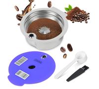 Reusable Coffee Pods for Tassimo Coffee Machines Stainless Steel Refillable Coffee Capsules Accessories for Tassi*mo Reusable Pods with 1 Brush 1 Spoon (Purple, 200ml)