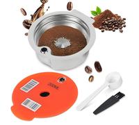 Reusable Coffee Pods for Tassimo Coffee Machines Stainless Steel Refillable Coffee Capsules Accessories for Tassi*mo Reusable Pods with 1 Brush 1 Spoon (Yellow, 200ml)