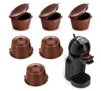 Reusable Coffee Pods Reusable Refillable for Dolce Gusto Compatible with Dolce Gusto Machines, Non-Disposable Coffee Filters for Family, Office, Brown, Pack of 6