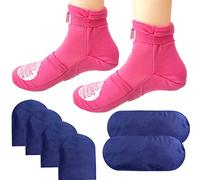 Reusable Cold Therapy Socks, Gel Ice Pack for Feet Heels Injuries Swelling, Hot and Cold Therapy Socks for Plantar Fasciitis Neuropathy Chemotherapy Pain Relief for Foot Ankle (Pink)