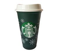 Reusable Colour Changing Cup & Lid, Grande 473 ml/16 fl oz, Green with Snowflakes That Turns Red When Hot Water is Poured in, Limited Edition Starbucks Cup