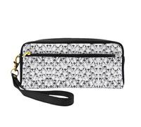 Reusable Cosmetic Makeup Bag – Cute Penguins Sketch Print Leather Small Makeup Bag for Travel, Toiletry Organizer with Zipper, Black, One Size