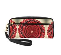 Reusable Cosmetic Makeup Bag – Flower Vortex Spiral Print Leather Small Makeup Bag for Travel, Toiletry Organizer with Zipper, Black, One Size